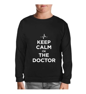 Keep Calm i am the Doctor Siyah Çocuk Sweatshirt