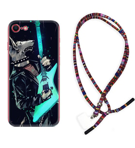 Apple iPhone 5 6 7 8 Plus Se XR Kılıf Boyun Asklı Rasta Silikon Dog Guitar 1789
