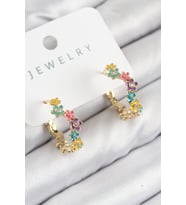 Pirinç Renkli Papatya Model Gold Renk Kadın Küpe (Altın)