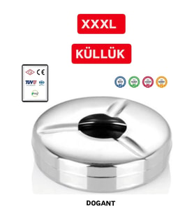 Anadolu Büyük Boy Kapaklı Paslanmaz Çelik Kül Tablası Metal Küllük
