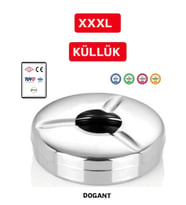 Anadolu Büyük Boy Kapaklı Paslanmaz Çelik Kül Tablası Metal Küllük