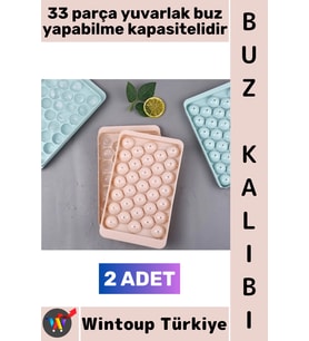 #BuzKalıbı Soğuk Kahve İçecek Detoks Kokteyl 33 Adet Kapasiteli Pratik Yuvarlak Buz Yapma Kalıbı 17