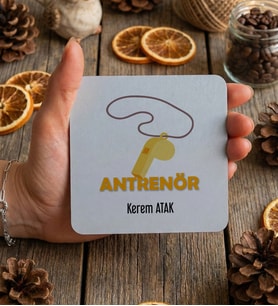 Kişiye Özel Antrenör Bardak Altlığı  Hediyesi (Beyaz)