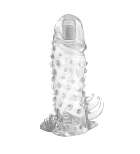 OdinsShop 13,5 cm Klitoral Uyarıcılı Titreşimli Şeffaf Penis Kılıfı