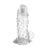 OdinsShop 13,5 cm Klitoral Uyarıcılı Titreşimli Şeffaf Penis Kılıfı