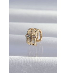Pirinç Gold Renk Yonca Earcuff Küpe TJ-BKP9331