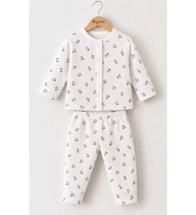 Biçomi Hassas Ciltlere Özel Nikelsiz Çıtçıt Korumalı %100 Pamuklu Nefes Alan Bebek Pijama Takımı (3-