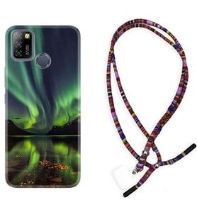 INFINIX Smart 4 5 6 Zero 8 S5 Pro Kılıf Boyun Asklı Rasta Silikon Kuzey Işıkları 1327