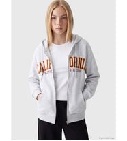 LC WAIKIKI Gri Kapüşonlu Oversize Kadın Fermuarlı Sweatshirt