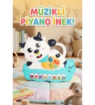 Eğitici Müzikli ve Işıklı Sevimli İnek Piyano - Hayvan Sesli Fonksiyonel Bebek Gelişim Oyuncağı