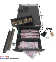 Kolay Açma Butonlu ve Masa Altı Montaj Askılı Mini Para Çekmecesi 24x33x10cm