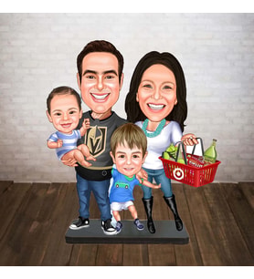 KİŞİYE ÖZEL AİLE KARİKATÜR çekirdek aile 3 BİBLO