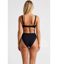 Kadın Bikini Takımı Straplez Kapsız Örme Düz Desen Döküm Aksesuar Süper Yüksek Bel Slip Alt