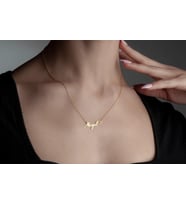 Kişiye Özel 925 Ayar Gümüş Minimal Kalp Detaylı İsim Kolye (Gold)