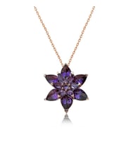 Gümüş Rose Mor Lotus Çiçeği Kolye