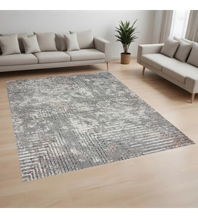 Rovigo Home Dijital Baskı Yıkanabilir Kaymaz Taban Salon Halısı Ve Yolluk RV156-FNL462 (Gri)