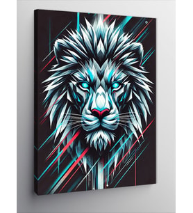 Kanvas Tablo Neon Aslan Portresi