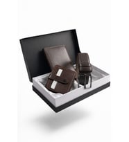Özel Grande Lüks Premium Serisi Damat Çeyiz Dikey Classic Cüzdan Kemer ve Kartlık Çeyiz Kutulu Seti