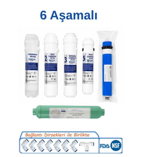 Avon Class 6 Aşamalı Kapalı Kasa Su Arıtma Filtre Seti Vontron Membranlı Sediment, GAC Karbon, Granül Karbon, Post Karbon, RO Membran Filtre Seti