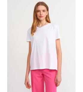 Dilvin Kadın Bisiklet Yaka Basic T-shirt - 3471 (Turuncu)