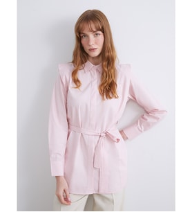 LCWAIKIKI Classic Pembe Kuşaklı Kadın Gömlek Tunik