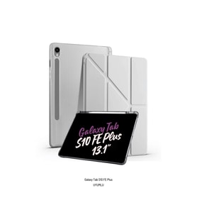 Galaxy Tab S10 FE Plus Uyumlu 13.1 inç Kalem Bölmeli Standlı Tri Folding Tablet Kılıfı (Gri)