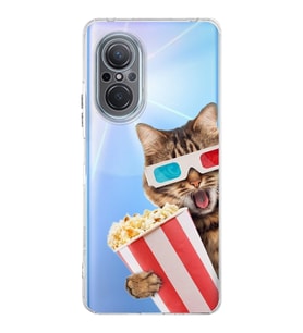 PrintiFy Huawei Nova 9 Se ile Uyumlu Kedi 1 Kamera Korumalı Şeffaf Kılıf