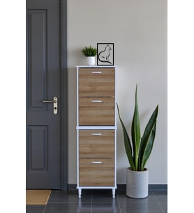 Eliusta Elenio 52 cm Genişlik Meşe Renk Ayaklı 4 Kapaklı Ayakkabılık 52x168x26 cm Ayakkabılık
