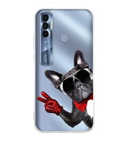 PrintiFy Tecno Spark 7 Pro ile Uyumlu 1mm Slim Fit Köpek 2 050e Baskılı Şeffaf  Kılıf