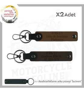 Motor Severlere, İsim Plaka ve 0 - Kan Grubu Yazılı Anlamlı Hediye x2 Anahtarlık, Kahve-K Kahve-Laci (Çok Renkli)