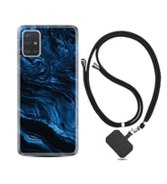 Samsung a71 A72 A73 A7 A9 2018 C7 C9 Kılıf Boyun Askılı Silikon Blue MArble 1379