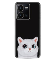 Vivo Y22 Kılıf Resimli Desenli Silikon Platinium Series White Cat 1835