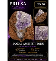 Sertifikalı Ametist Jeodu Taşı Kütle İri Kristalli Ham Kaya Mor Ametist Koleksiyonluk Dekoratif