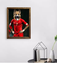Evcil Dostlara Özel Futbolcu Tasarımlı Portre Doğal Masif Ahşap Çerçeveli Tablo 45x65cm-4