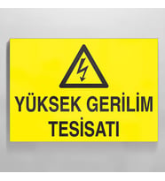 Yüksek Gerilim Tesisatı Uyarı Levhası 20x30cm (Karışık)