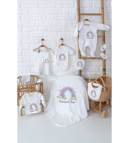 Pia Baby Premium Pamuklu Kız Bebek Hediyesi Doğum Seti 10 Parça İsim Baskılı 5075-01 (Krem)