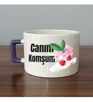 Canım Komşum Baskılı Mor Kulplu C Fincan