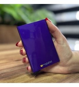 Mekanizmalı Kartlık Rfid Korumalı Alüminyum Otomatik Mekanizmalı Kredi Kartlık Renkli Parlak Mor