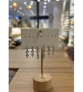 Yakemiyou Silver Halka Motifli Altılı Küpe