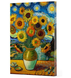 Van Gogh 10 - Ayçiçekleri Çizgili Yan Boyamalı Defter