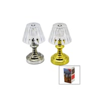 PİLLİ MİNİ KLASİK MODEL LED ABAJUR MİKA KRİSTAL BAŞLIK - GOLD - KROM AYAK (5057)