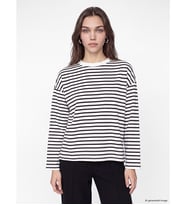 LCW Modest Kahverengi Çizgili Oversize Kadın Sweatshirt Tunik