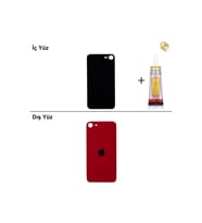 iPhone SE 2020 Kırmızı Arka Kapak Arka Cam Batarya Kapağı Lazer Kesim Kapak Pil Kapağı + B-7000 Yapıştırıcı