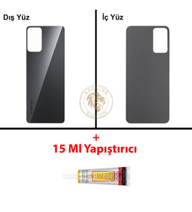 Infinix Hot 12 Siyah Uyumlu Arka Kapak + B7000 Yapıştırıcı Arka Cam Batarya Pil Kapağı Lazer Kesim