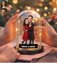 BK Gift Kişiye Özel Sevgiliye Karikatürlü Led Işıklı Cam Fanus Biblo -5, Romantik Hediye, Ev Hediyesi, Sevgiliye Hediye