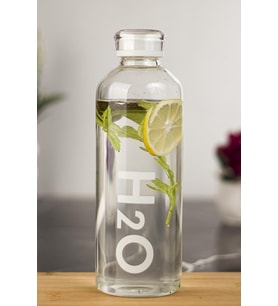 H2o Borosilikat Cam Matara Vakum Kapaklı Su Şişesi Suluk Beyaz 1000 ML