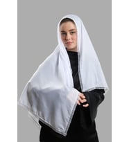 Beyaz Nikah Namaz Başörtüsü Eşarp Kesik Elyaf Boncuklu Güpürlü 202213_42