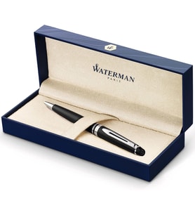 Waterman Expert Mat Siyah Krom Tasarımlı Tükenmez Kalem, Orta Kalınlıkta Uç, Mavi Mürekkep (S0951900