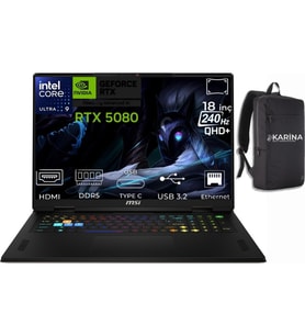 MSI Msı Vector 18 Hx Aı Ultra 9 275HX A2XWIG-666XTR-43 48GB 2tb RTX5080 16GB W11PRO 18" Wqxga Gaming Laptop & A2XWIG666XTRK43