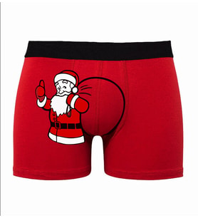 Yılbaşına Özel Noel Baba Baskılı Espirili Kırmızı Erkek Boxer Pamuklu